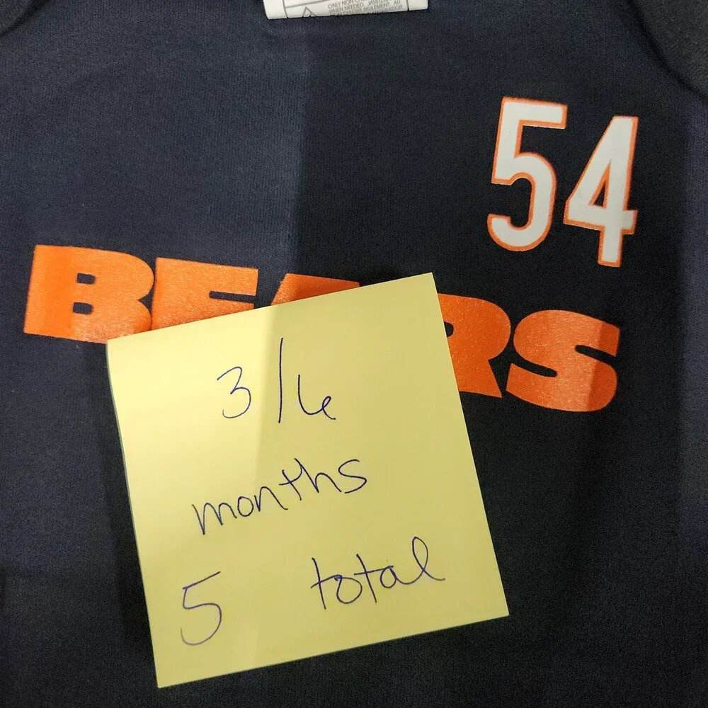 Urlacher 54 Chicago Bears Baby Bodysuit 3-6M Cotton Team Apparel Navy 142